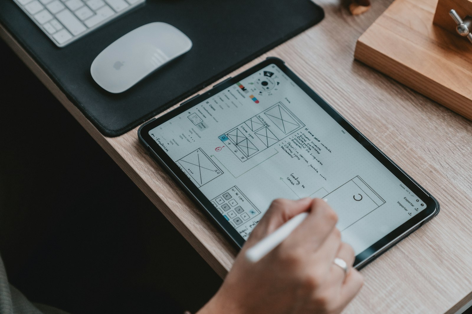 Designer crafting a brand identity on screen